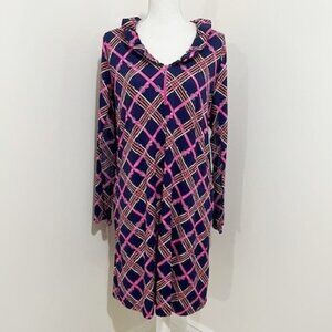 G Lifestyle Dress British Plaid Navy Belt Design Women's Size XL NWT